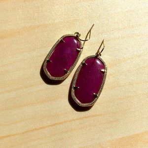 Gold Drop Earrings In Purple Jade